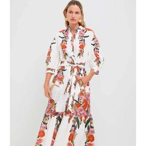 NEW Borgo de Nor Summer Blooms Bianca Linen Dress - Size Medium